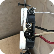 Old aluminum wiring with damaged insulation